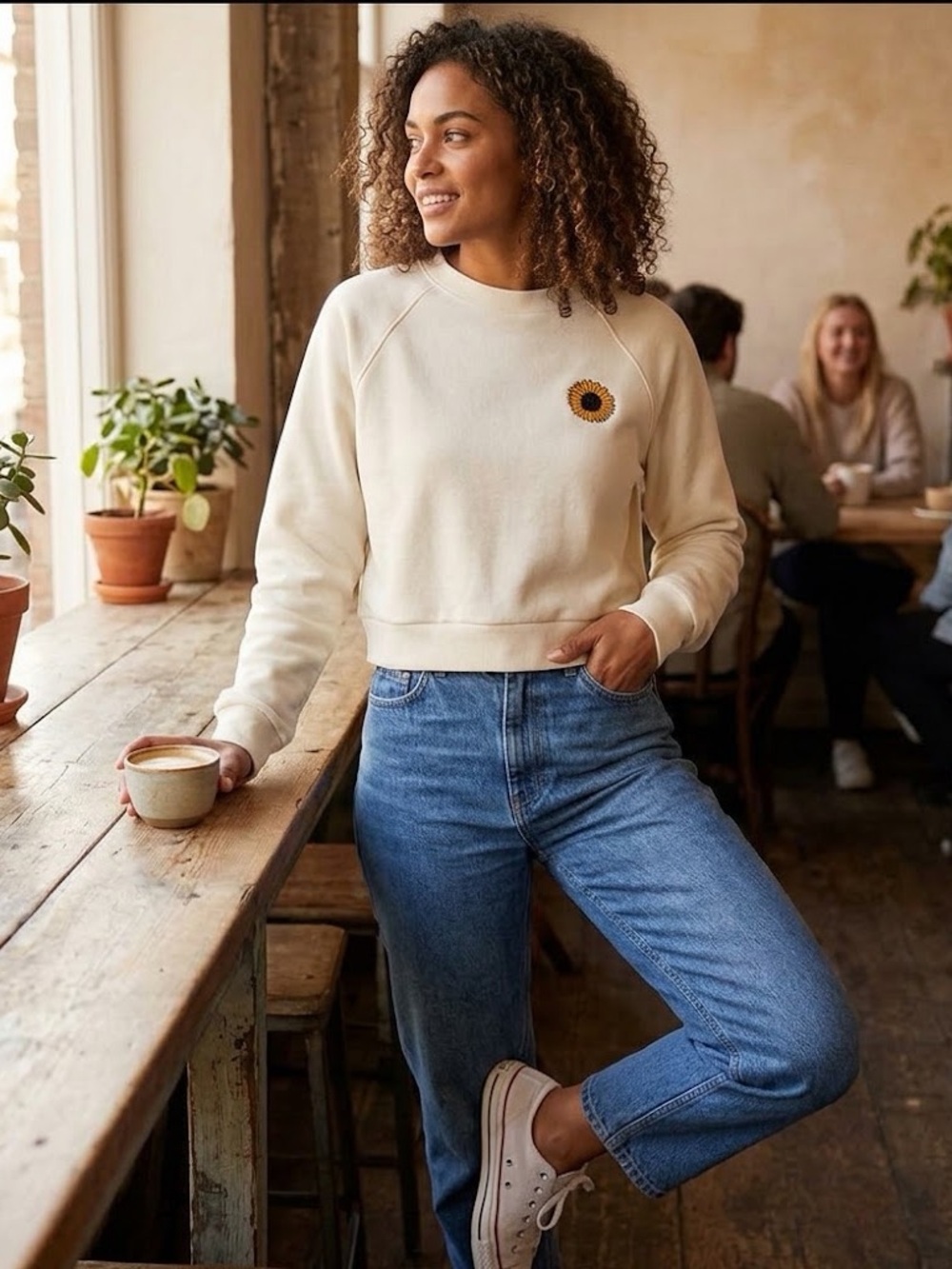 Sunday Best Cropped Sunflower Sweater - Size S